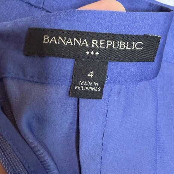 Banana Republic Shirred Waist Slit Midi Skirt Granite Blue Size 4 Slip Skirt - Picture 2 of 15